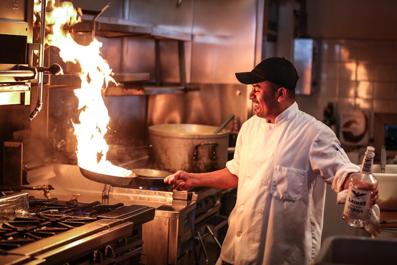 Chef preparing pizza
